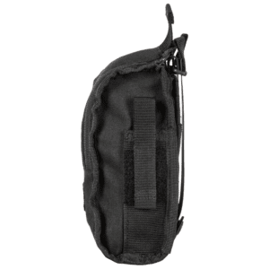 Single-hand access medic pouch with bungee tie-down cords and rear MOLLE platform