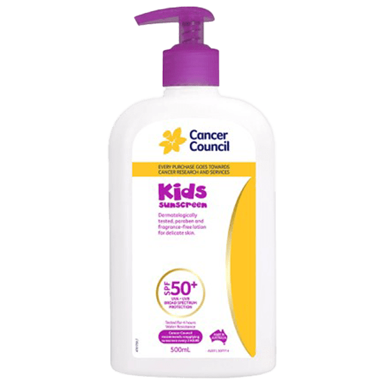 CANCER COUNCIL SPF50+ Kids Sunscreen Pump 500mL - Kids Sunscreen SPF50+ 500ml | National First Aid Training Institute