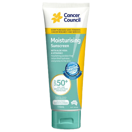 CANCER COUNCIL SPF50+ Moisturising Sunscreen Tube 110mL - Moisturising Sunscreen SPF50+ 110ml | National First Aid Training Institute