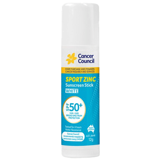 CANCER COUNCIL SPF50+ Sport Zinc Sunscreen Stick 12g - Sport Zinc Stick SPF50+ White | National First Aid Training Institute