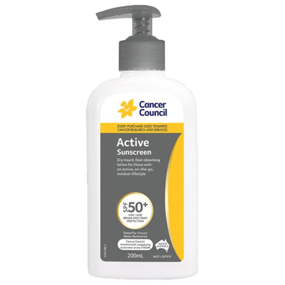 CANCER COUNCIL SPF50+ Active Sunscreen Pump 200mL - Active Sunscreen SPF50+ 200ml | National First Aid Training Institute