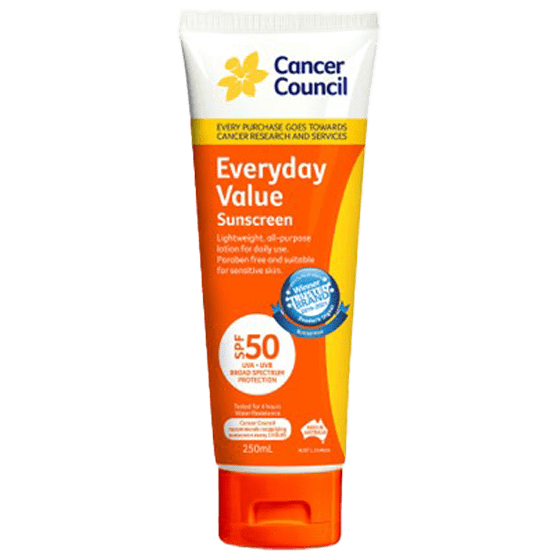 CANCER COUNCIL SPF50 Everyday Value Sunscreen Tube 250mL - Everyday Value Sunscreen SPF50 250ml | National First Aid Training Institute