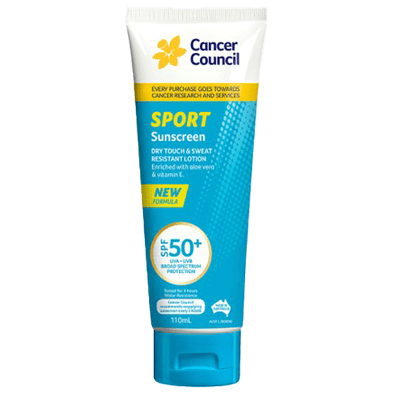 CANCER COUNCIL SPF50+ Sport Sunscreen Tube 110mL - Sport Dry Touch Sunscreen SPF50+ 110ml | National First Aid Training Institute