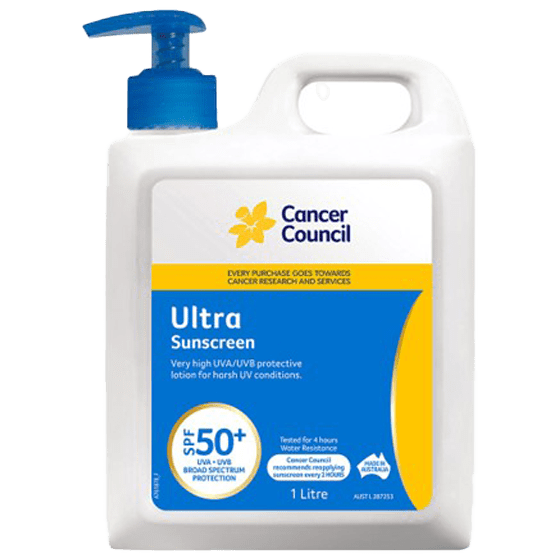 CANCER COUNCIL SPF50+ Sunscreen Ultra Pump 1L - Ultra Sunscreen SPF50+ 1L | National First Aid Training Institute