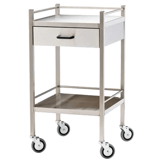 Medium Stainless Steel Trolley with Drawer 60 x 50 x 97cm - Medium Trolley with Drawer | National First Aid Training Institute