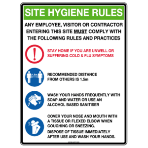 AeroSupplies Site Hygiene Rules COVID-19 Poly Sign