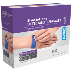 AEROPLAST Standard Detectable Strips 7.5 x 2.5cm Box/100