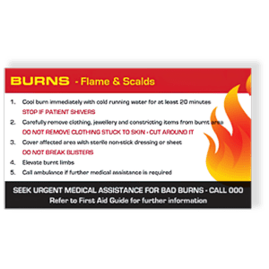 Burns First Aid Card