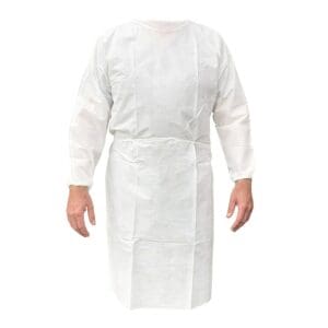 Disposable White Fluid Resistant Gown