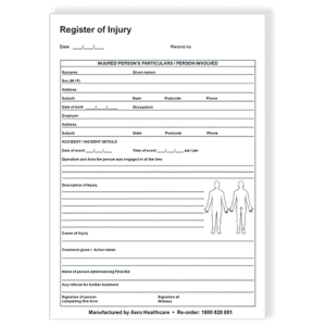 Register of Injuries Pad