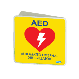 CARDIACT Yellow Poly AED Angle Bracket Sign